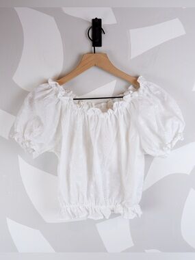 Vintage 90's Bonjour Cotton Blend Eyelet Top | S